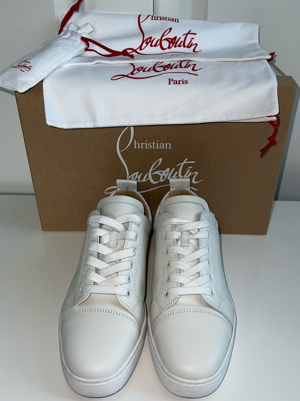 Christian Louboutin Authentic White Men’s Leather Low Top Sneakers Size 9